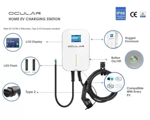 Ocular LTE Plus | 22kW | Tethered - 6m Type 2 Cable